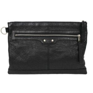 Balenciaga Black Leather Clip M Clutch Bag